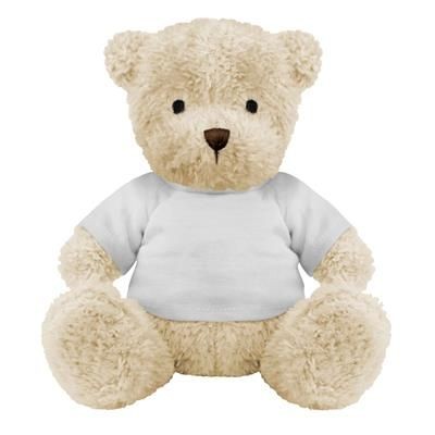 Branded Promotional BLANK PLUSH SOFT TOY JAMES III TEDDY BEAR with White Tee Shirt Soft Toy From Concept Incentives.