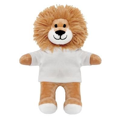 Branded Promotional BLANK PLUSH SOFT TOY LOUIS LION TEDDY with White Tee Shirt Soft Toy From Concept Incentives.