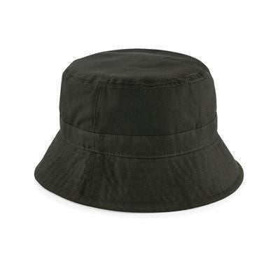 Branded Promotional BEECHFIELD WAXED BUCKET HAT in Dark Olive Green Hat From Concept Incentives.