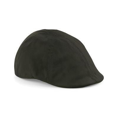 Branded Promotional BEECHFIELD WAXED FLAT CAP in Dark Olive Green Hat From Concept Incentives.