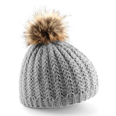 Branded Promotional BEECHFIELD FAUX FUR POM POM BEANIE HAT Hat From Concept Incentives.