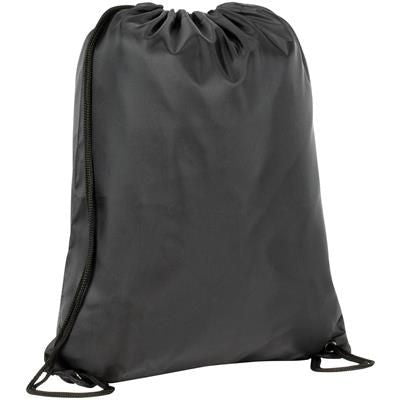 Branded Promotional RECYCLED BIRLING 210D RPET DRAWSTRING BAG in Black Bag From Concept Incentives.