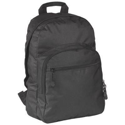 Branded Promotional HALSTEAD BACKPACK RUCKSACK in Black Bag From Concept Incentives.