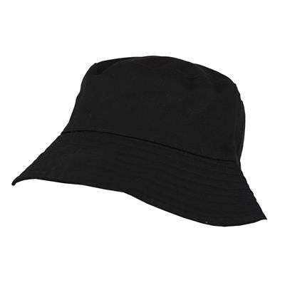 Branded Promotional 100% WASHED CHINO COTTON BUCKET HAT in Black Hat From Concept Incentives.