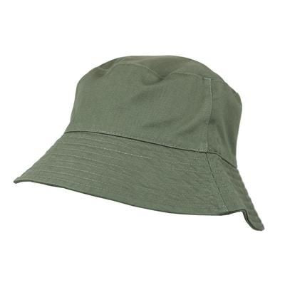 Branded Promotional 100% WASHED CHINO COTTON BUCKET HAT in Olive Hat From Concept Incentives.