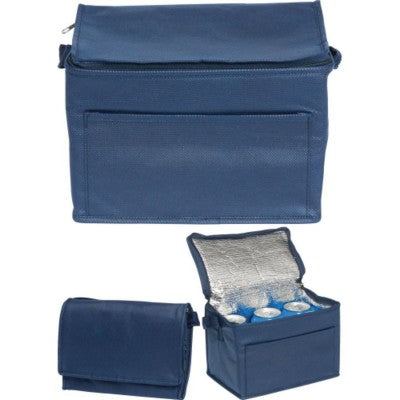 Branded Promotional RAINHAM 6 CAN COOL BAG in Navy Blue Cool Bag From Concept Incentives.