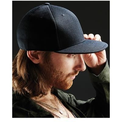 Branded Promotional BEECHFIELD FITTED FLAT PEAK CAP Baseball Cap From Concept Incentives.