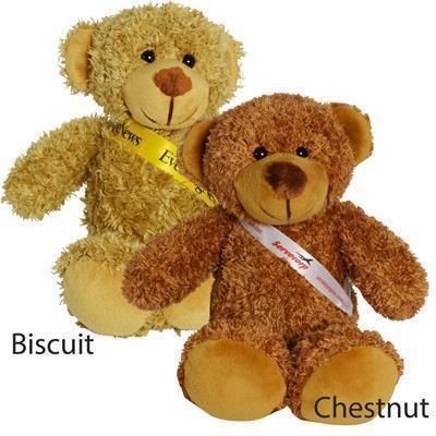 Branded Promotional 30CM BARNEY BEAR with Sash Soft Toy From Concept Incentives.