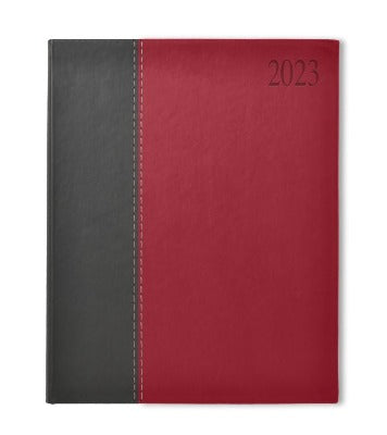 Branded Promotional NEWHIDE BICOLOUR QUARTO DESK DIARY in Red from Concept Incentives