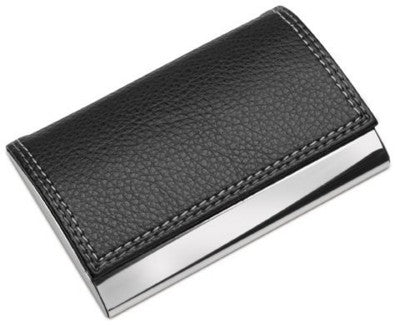 Branded Promotional GENEVA GRAINED PU BUSINESS CARD HOLDER in Black Business Card Holder From Concept Incentives.