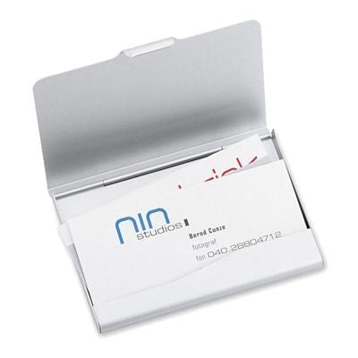 Branded Promotional ALUMINIUM SILVER METAL BUSINESS CARD OR CREDIT CARD HOLDER CASE Business Card Holder From Concept Incentives.