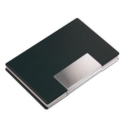 Branded Promotional ALUMINIUM SILVER METAL BUSINESS CARD OR CREDIT CARD HOLDER CASE with Vinyl Cover Business Card Holder From Concept Incentives.