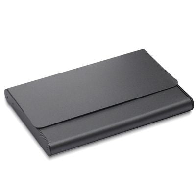 Branded Promotional HALIFAX METAL BUSINESS CARD HOLDER in Dark Grey Business Card Holder From Concept Incentives.