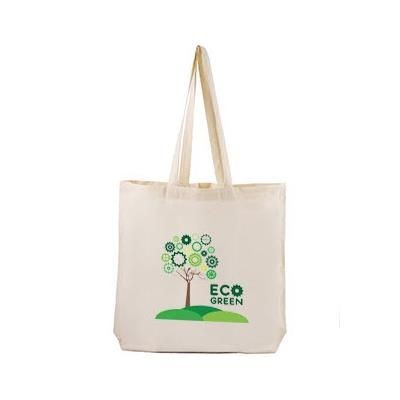 Branded Promotional 100% NATURAL ECO FRIENDLY COTTON SHOPPER TOTE BAG with Outside Printed Label Bag From Concept Incentives.