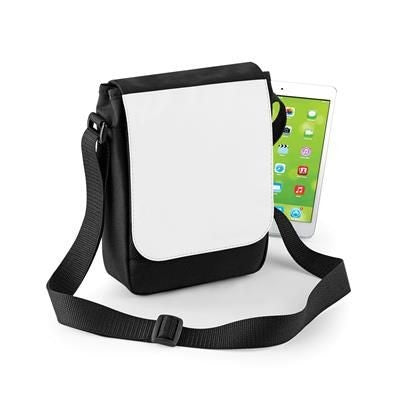 Branded Promotional BAGBASE SUBLIMATION DIGITAL MINI REPORTER BAG in Black Bag From Concept Incentives.