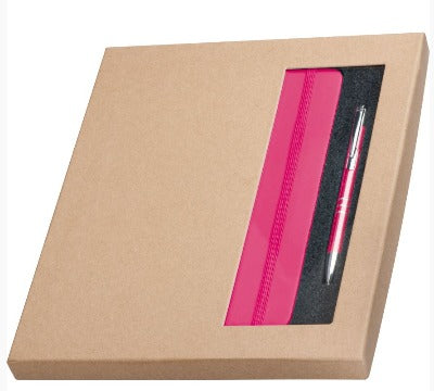Branded Promotional NORDERSTEDT A5 NOTE BOOK & BALL PEN SET in Pink Jotter From Concept Incentives.
