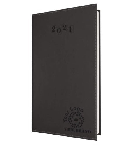 Branded Promotional NEWHIDE PREMIUM QUARTO WEEK TO VIEW DESK DIARY in Black from Concept Incentives