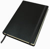 Branded Promotional A5 CASEBOUND NOTE BOOK in Hampton Finecell Leather in Black from Concept Incentives