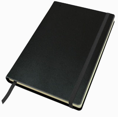 Branded Promotional A5 CASEBOUND NOTE BOOK in Hampton Finecell Leather from Concept Incentives