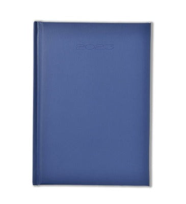 Branded Promotional SMOOTHGRAIN A5 DAY TO PAGE DESK DIARY in Blue from Concept Incentives