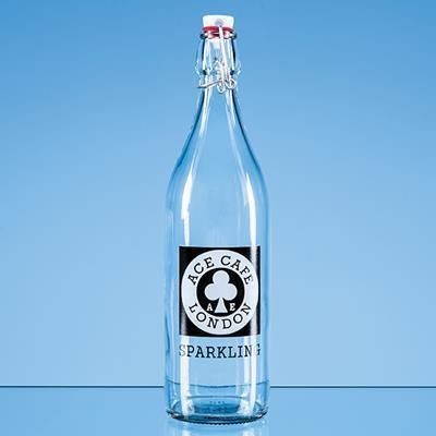 Branded Promotional 1 LITRE ROUND WHITE CAP SWING TOP BOTTLE Bottle From Concept Incentives.