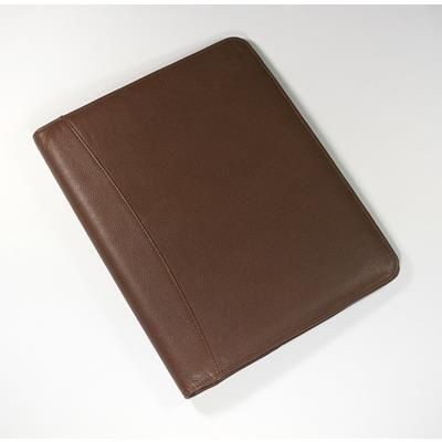 Branded Promotional MELBOURNE NAPPA LEATHER A4 CONFERENCE FOLDER in Brown Conference Folder From Concept Incentives.