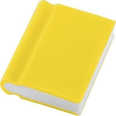 Branded Promotional BOOK ERASER in Yellow Pencil Eraser From Concept Incentives.