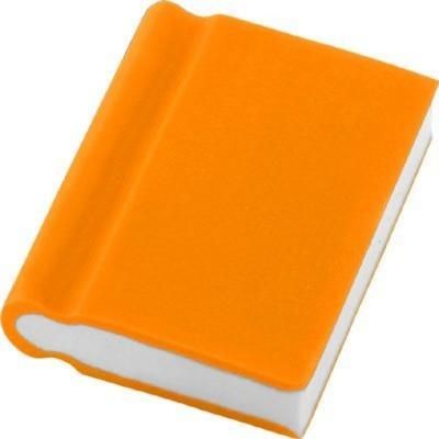 Branded Promotional BOOK ERASER in Orange Pencil Eraser From Concept Incentives.