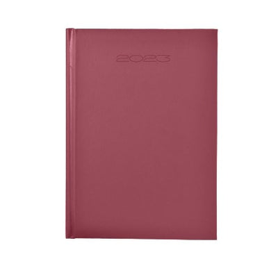 Branded Promotional SMOOTHGRAIN A5 DAY TO PAGE DESK DIARY in Burgundy from Concept Incentives