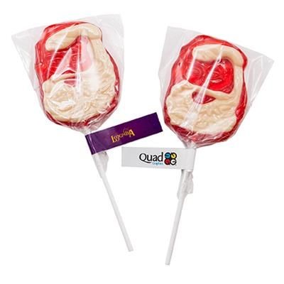 Branded Promotional FATHER CHRISTMAS SANTA LOLLIPOP with Printed Tag Lollipop From Concept Incentives.