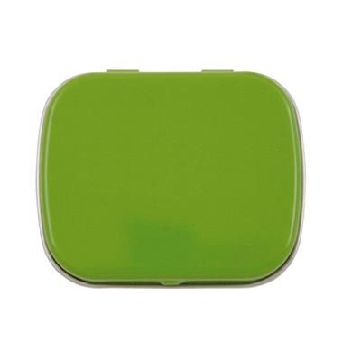 Branded Promotional FLAT TIN with 25g of Mints in Pale Green Mints From Concept Incentives.