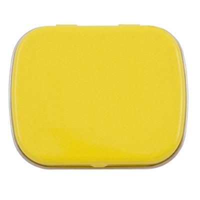 Branded Promotional FLAT TIN with 25g of Mints in Yellow Mints From Concept Incentives.