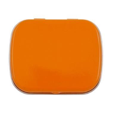 Branded Promotional FLAT TIN with 25g of Mints in Orange Mints From Concept Incentives.