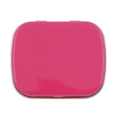 Branded Promotional FLAT TIN with 25g of Mints in Pink Mints From Concept Incentives.