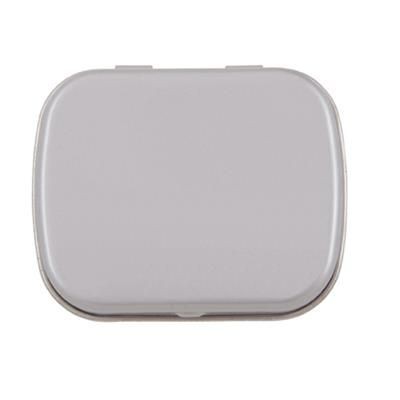 Branded Promotional FLAT TIN with 25g of Mints in Pale Grey Mints From Concept Incentives.