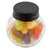 Branded Promotional SMALL GLASS JAR with 40g of Jelly Beans in Black Sweets From Concept Incentives.