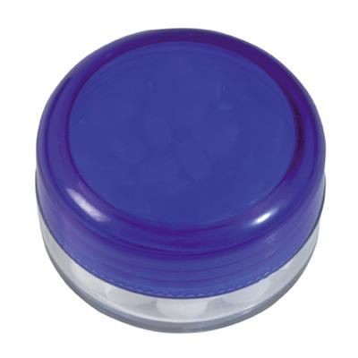 Branded Promotional ROUND PLASTIC CONTAINER with 12g of Mints in Dark Blue Mints From Concept Incentives.