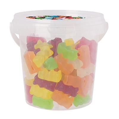 Branded Promotional PLASTIC BUCKET FILLED with Special Category Sweets Sweets From Concept Incentives.
