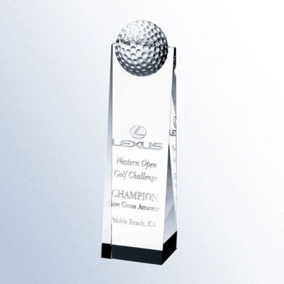 Branded Promotional OPTICAL CRYSTAL GLASS GOLF BALL TOWER AWARD Award From Concept Incentives.