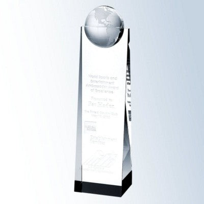 Branded Promotional OPTICAL CRYSTAL GLASS GLOBE TOWER AWARD Award From Concept Incentives.