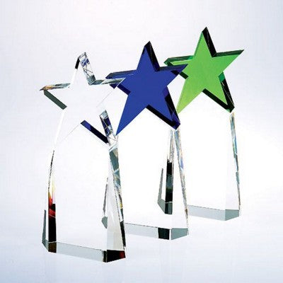 Branded Promotional TRIUMPHANT STAR GLASS AWARD IN BLUE Award From Concept Incentives.