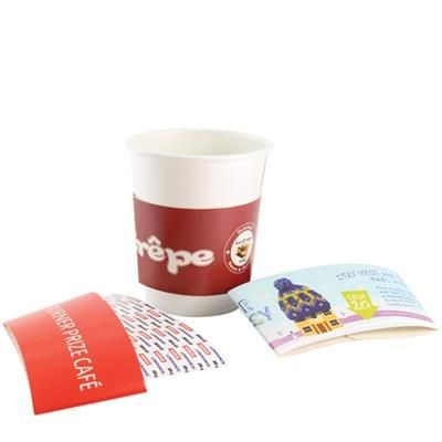 Branded Promotional FULL COLOUR PRINTED CUP SLEEVE 8-10OZ-240-300ML Chopsticks From Concept Incentives.