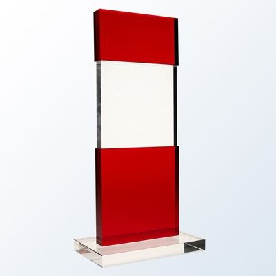 Branded Promotional RED TIERED POST OPTICAL CRYSTAL AWARD Award From Concept Incentives.