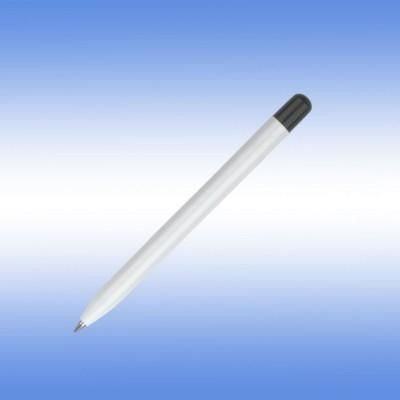 Branded Promotional CHALLENGER-1 BALL PEN in White with Black Trim Pen From Concept Incentives.