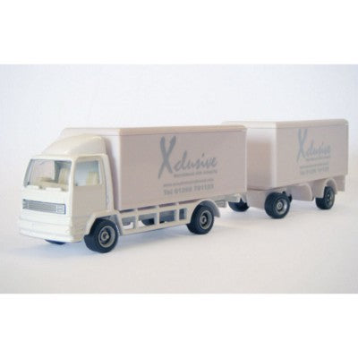 Branded Promotional DELIVERY TRUCK & DRAWBAR TRAILER MODEL in White Model From Concept Incentives.