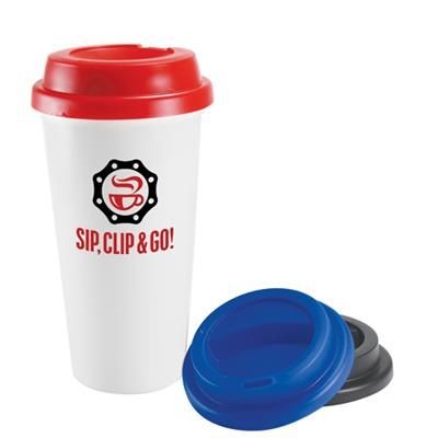 Branded Promotional PLASTIC DOUBLE WALL TAKE OUT COFFEE CUP 16OZ-455ML Chopsticks From Concept Incentives.