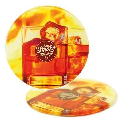 Branded Promotional ROUND GLASS COASTERS Chopsticks From Concept Incentives.