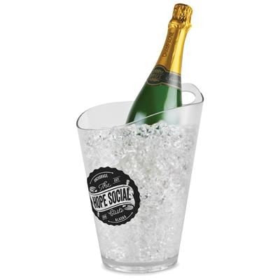 Branded Promotional PLASTIC WINE & CHAMPAGNE BOTTLE COOLER BUCKET - FULL BUCKET CLEAR TRANSPARENT Chopsticks From Concept Incentives.