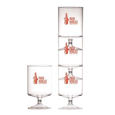 Branded Promotional POLYSTYRENE STACKING WINE GLASS 11OZ-312ML  From Concept Incentives.