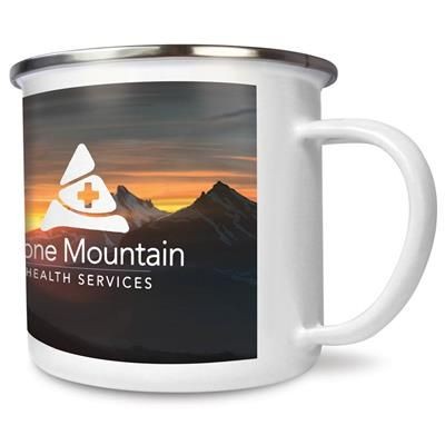 Branded Promotional PREMIUM FULL COLOUR STEEL RIM ENAMEL MUG SET 10OZ-285ML  From Concept Incentives.